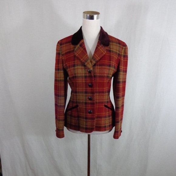 CLASSIC ALEXON 100% LAMBSWOOL PLAID BLAZER 8 - Picture 1 of 5